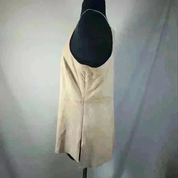 NWOTEtcetera Size 6‎ Very Soft Warm Beige Lamb Suede Top Spaghetti Straps Hi Low - Picture 8 of 12